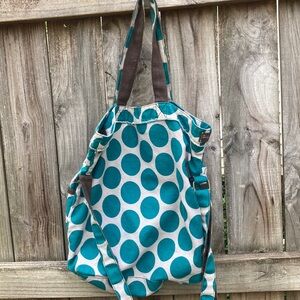 Thirty-one turquoise polka dot tote bag